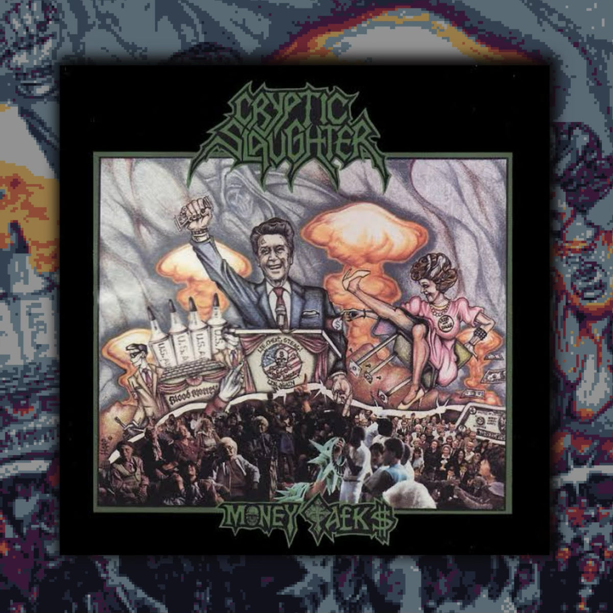 ‘Cryptic Slaughter’ - Money Talks LP (Black with Green, White and Orange Splatter Vinyl)